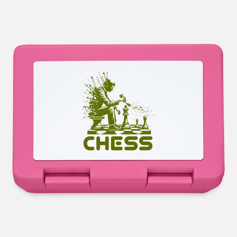 Schachspieler Silhouette mit Farbexplosion - Brotdose - Pink
