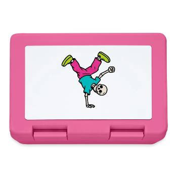 Neon Breakdancing Skeleton Retro Hip-Hop - Lunchbox - pink - Front