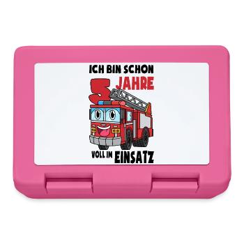 5 Geburtstag Feuerwehr Geschenk Junge 5 Jahre - Brotdose - Pink - Vorne
