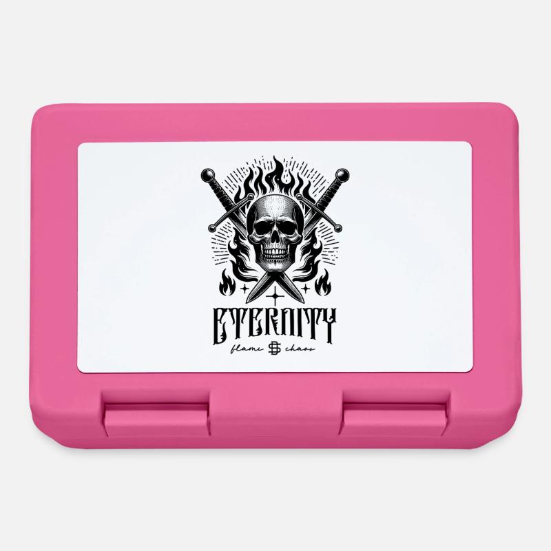 Skull with Swords and Fire - Lunchbox - pink