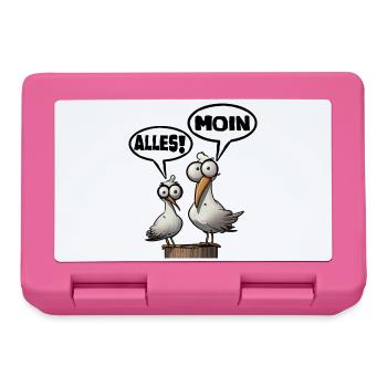 Humorvolle Möwen mit Sprüchen Moin - Brotdose - Pink - Vorne