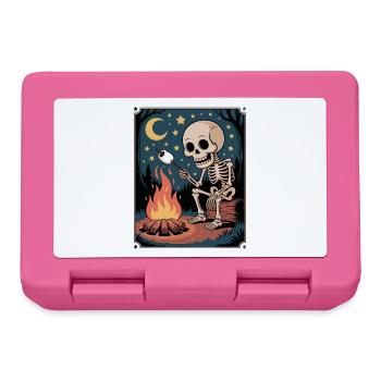  Skeleton Eating Smores Hiker Camper Halloween - Brotdose - Pink - Vorne