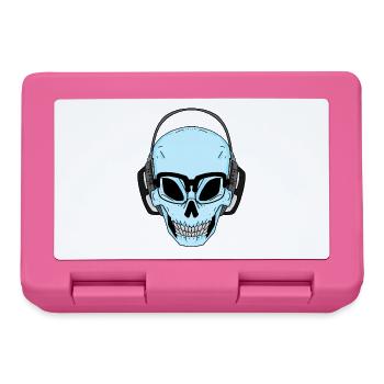 Skull with headphones and glasses - Lunchbox - pink - Front