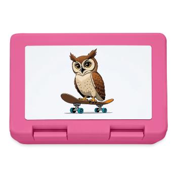 Owl on skateboard in comic style - Lunchbox - pink - Front