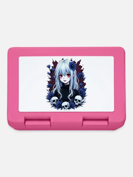 Mystische Gothic Anime Design mit Blaufloralen - Brotdose - Pink