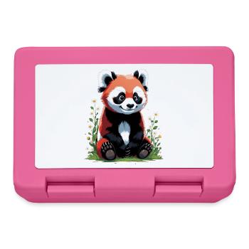 Süßer kleines roter Panda mit Blumen - Brotdose - Pink - Vorne
