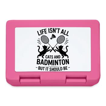 Badminton Saying Cat Funny Badminton Gift - Lunchbox - pink - Front