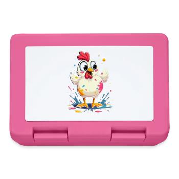 Poulet coloré mignon avec des éclaboussures de peinture - Boîte à goûter - rose - Devant