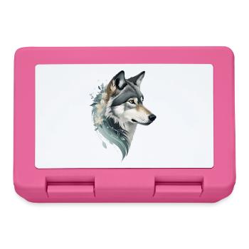 Tête de loup avec ornement floral - Boîte à goûter - rose - Devant