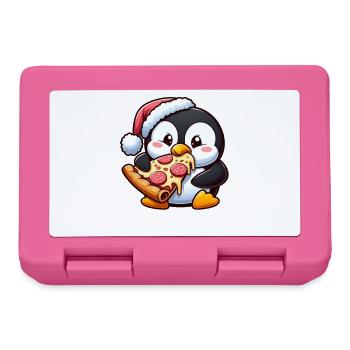 Süßer Pinguin Weihnachtsmann Pizza Fast Food  - Brotdose - Pink - Vorne