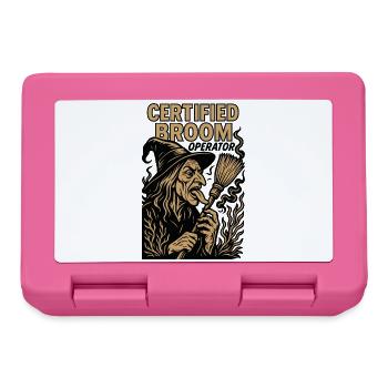 Certified Broom Operator Witch Halloween Costume - Lunchbox - pink - Front