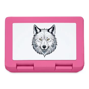 White wolf head illustration - Lunchbox - pink - Front