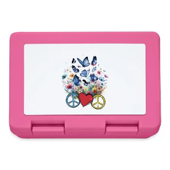 Peace Peace Symbol Heart Flowers - Lunchbox - pink - Front