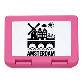 Amsterdam Windmühle Fahrrad Kanal - Brotdose - Pink - Vorne