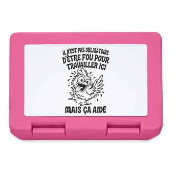 Il N’est Pas Obligatoire d’Être Fou Pour Travaille - Boîte à goûter - rose - Devant