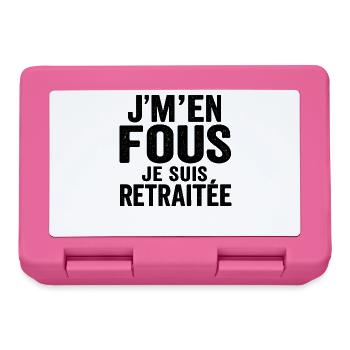 J’m’en fous je suis retraitée humour drôle cadeau - Boîte à goûter - rose - Devant