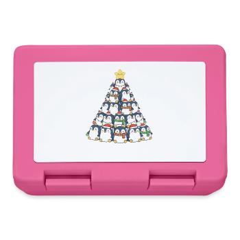 Funny Penguin Christmas Tree Christmas Fir Trees - Lunchbox - pink - Front