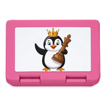 Lustiger Pinguin Schachspieler Cartoon Freude  - Brotdose - Pink - Vorne