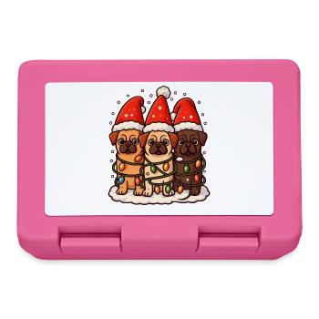 Christmas Pug Dogs with Santa Hat Pugs - Lunchbox - pink - Front