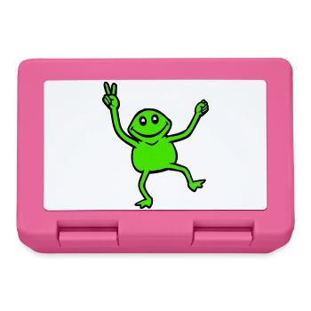 Frog Peace Hand Sign Symbol Victory Hands Cute - Lunchbox - pink - Front