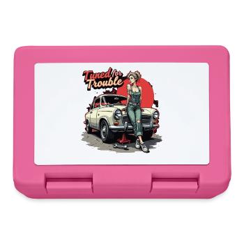 Tuned for Trouble - Retro Auto Girl Design - Boîte à goûter - rose - Devant
