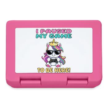 i paused my game to be here - unicorn - Lunchbox - pink - Front