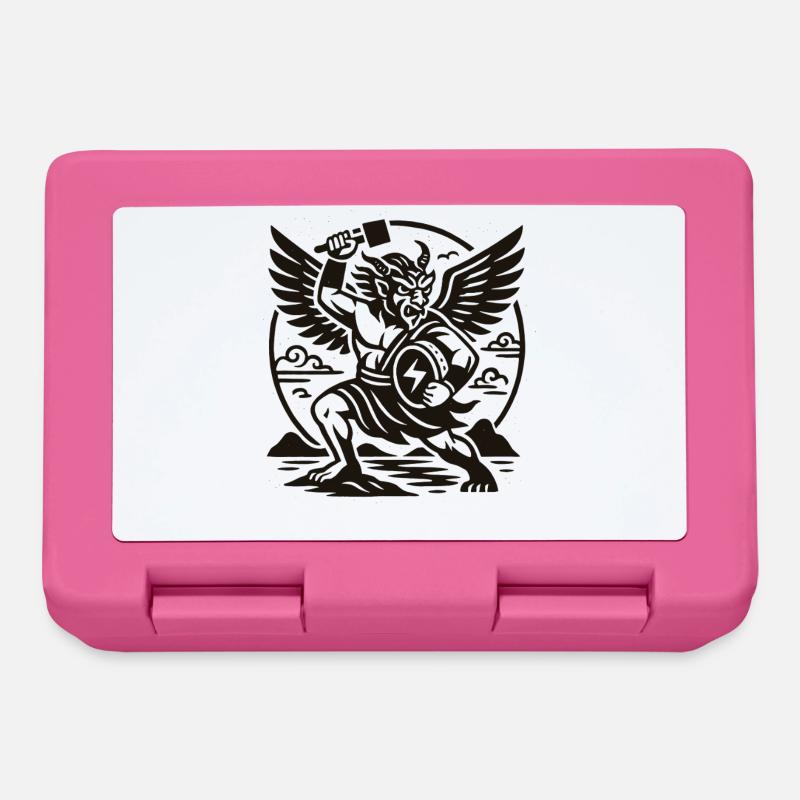 Chinese Thunder God Winged Demon Warrior - Lunchbox - pink