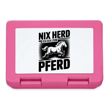  Nix Herd Ich Geh Zum Pferd Spruch Für Reiter - Brotdose - Pink - Vorne