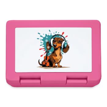 Teckel de musique d’hiver avec casque - Boîte à goûter - rose - Devant