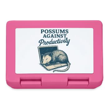 Opossums contre la productivité T-shirt mème drôle - Boîte à goûter - rose - Devant