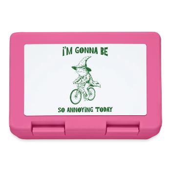 Funny Frog Wizard Riding A Bicycle Sassy Humor  - Lunchbox - pink - Front