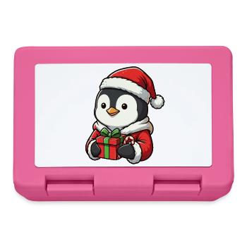 Kuscheliger Pinguin mit Weihnachtsmütze - Brotdose - Pink - Vorne