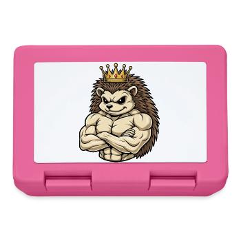 Starker Igel König Cartoon Fitness Portrait - Brotdose - Pink - Vorne