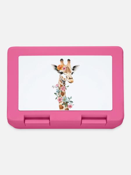 Giraffe mit Blumenkrone - Brotdose - Pink