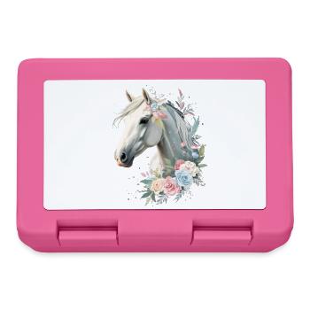 Horse with Floral Wreath Watercolor - Lunchbox - pink - Front