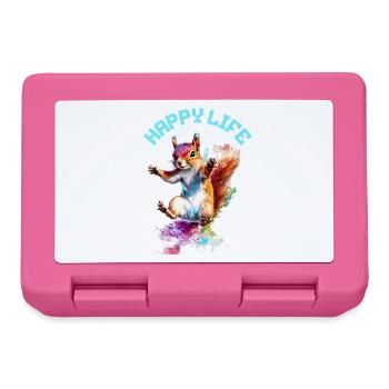 Happy Life Squirrel Design - Lunchbox - pink - Front