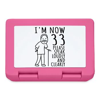 33rd Birthday 33rd 33rd I am now 33 years old - Lunchbox - pink - Front