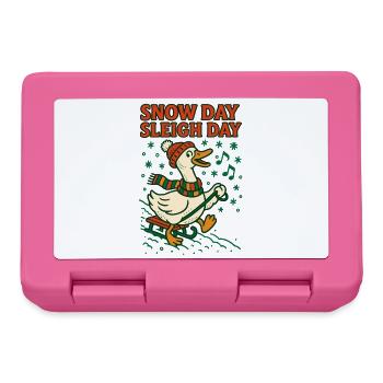 Goose Christmas Funny Santa Snow Day Sleigh - Lunchbox - pink - Front