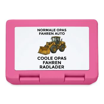 Coole Opas fahren Radlader – Lustiges Opa Geschenk - Brotdose - Pink - Vorne