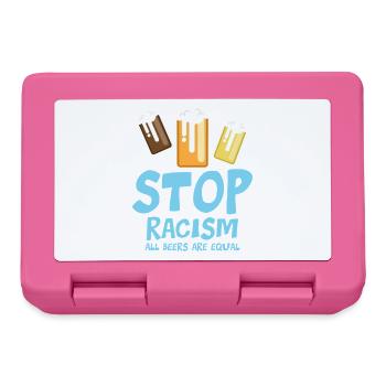 Stoppt Rassismus Alle Biere sind gleich - lustiger Spruch - Brotdose - Pink - Vorne