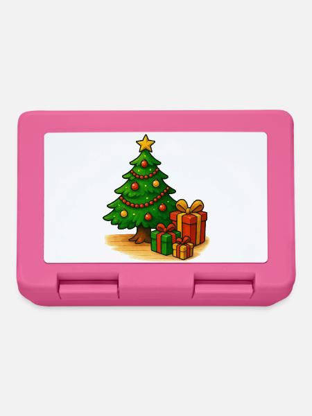 Weihnachtsbaum mit Geschenken Muster - Brotdose - Pink