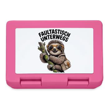 Paresseux sur la route avec paresse et humour - Boîte à goûter - rose - Devant