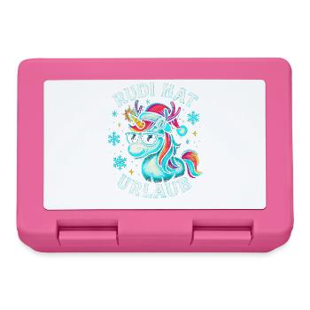 Weihnachten Spruch Humor Einhorn Lustig Rentier - Brotdose - Pink - Vorne