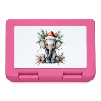 Winterelefant mit Rentierhut - Brotdose - Pink - Vorne