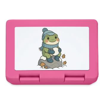 Winter Frosch – Cozy Frog mit Schneeball - Brotdose - Pink - Vorne
