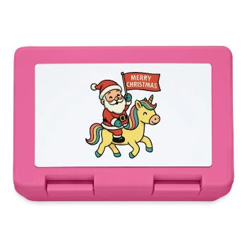 Cute Santa Claus rides unicorn Merry Christma - Lunchbox - pink - Front