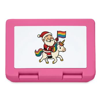 Cute Santa Claus rides unicorn with rainbow - Lunchbox - pink - Front