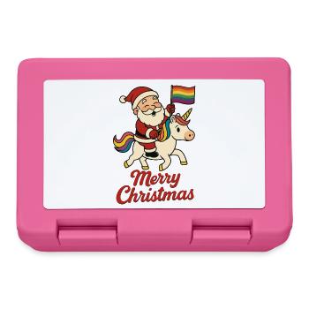 Santa Claus on unicorn with rainbow flag - Lunchbox - pink - Front