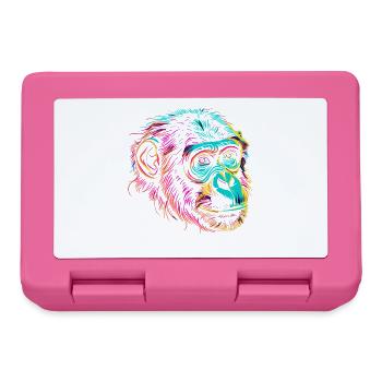 Neon Monkey Portrait Color Explosion - Lunchbox - pink - Front