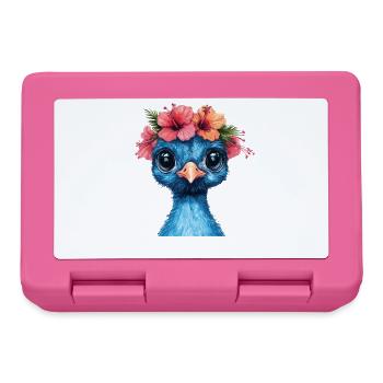 Blauer Vogel mit Hibiskuskrone - Brotdose - Pink - Vorne